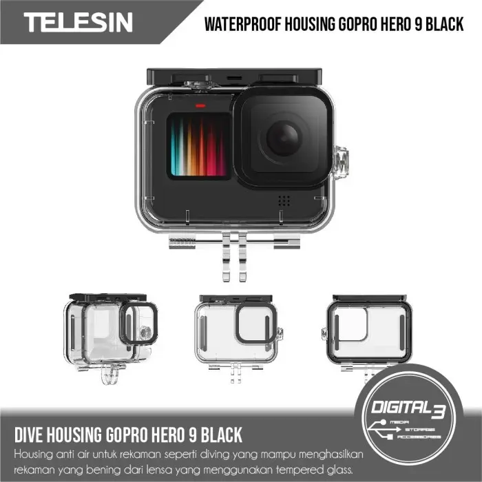 Telesin GoPro Hero 9 10 11 12 13 Black Waterproof Housing Dive Case 45M