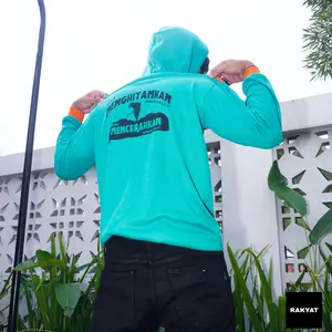 RAKYAT Kaos Basahan Kerja Berkerudung Bersablon - Rela Menghitamkan Warna... - Tosca Orange