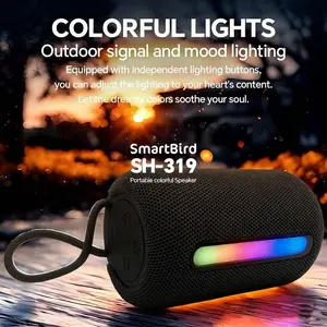 Speaker SH319 Portable Wireless Bluetooth Audio RGB Colorful Lighting Fabric Speaker Outdoor Hi-Fi Stereo Bluetooth Sound Box Player Support USB&TF card