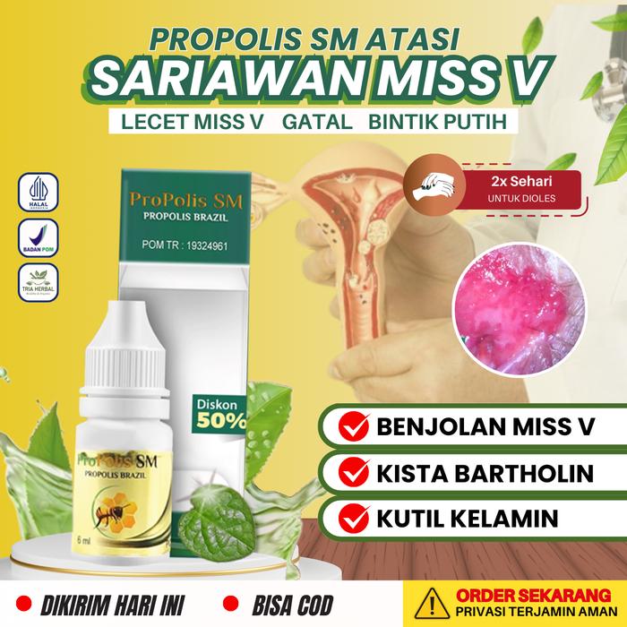 Gambar Perawatan Sariawan Miss V Gatal Dan Perih, Luka Lecet Bernanah, Membersihkan Keputihan Bau Becek, Kutil Kelamin, Jerawat Miss V - Cairan Tetes Propolis SM Feminine dari Tria Herbal Store Kota Administrasi Jakarta Barat Tokopedia