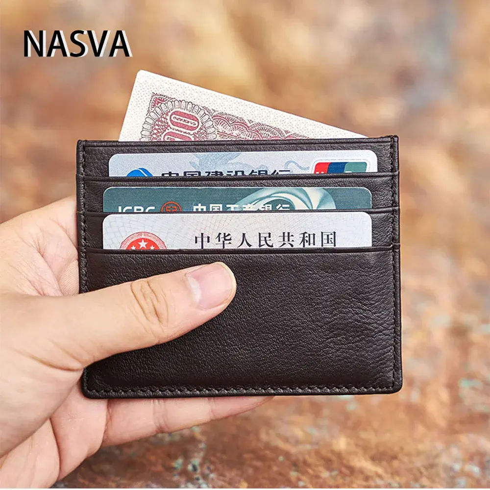 Cowhide Multi-Card Card Case  Vintage Crazy Horse Leather Bank Card Holder NASVA