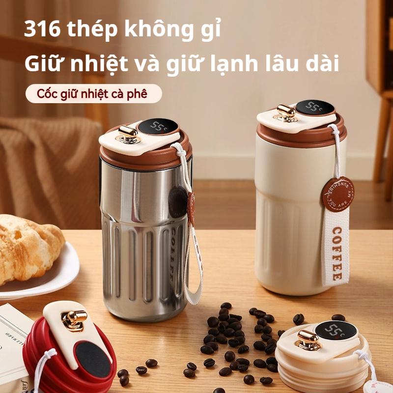 Cốc Giữ Nhiệt Thép Không Gỉ 316 Màn Hình Nhiệt Độ Thông Minh – Cốc Cà Phê Cao Cấp Cho Cô Gái, Thiết Kế Tinh Tế, Kèm Cốc Nước, Phù Hợp Văn Phòng binh giu nhiet 4