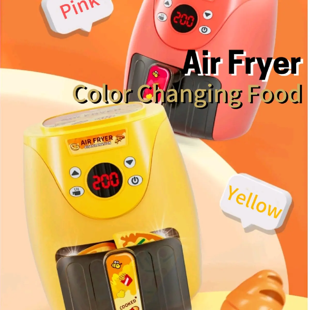 Children's Pretend Kitchen Toy Color Changing Air Fryer