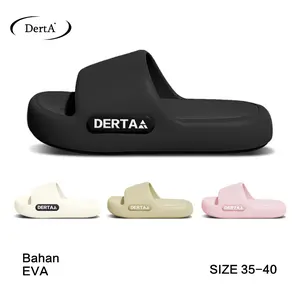 DertA' Sandal Slop Wanita Dewasa Flat Tanpa Motif Modis Korea Viral 2026 Hitam Size 35-40 Bahan EVA Anti-slip Antibakteri Tahan Air Shoes