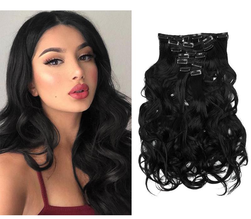 Product Introduction of European and American Fashion 16 Card 7-Piece Set Wig Set Women's Long Curly Hair High Temperature Matte Silk Hair Extension Cross-Border Foreign Trade 10