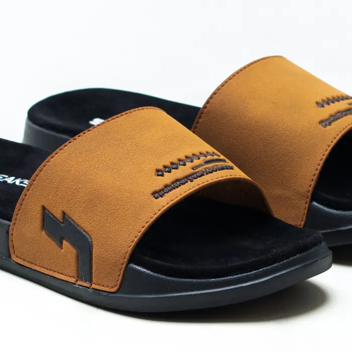 SIDSNEAKS 39-43 Sandal Slide Pria - Sidslide Kaze - Brown Black Shoes Sendal 3