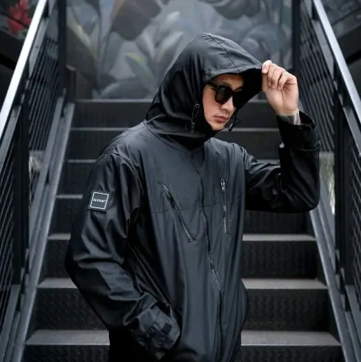 jaket parasut Cowok Hitam Dewasa berkualitas
