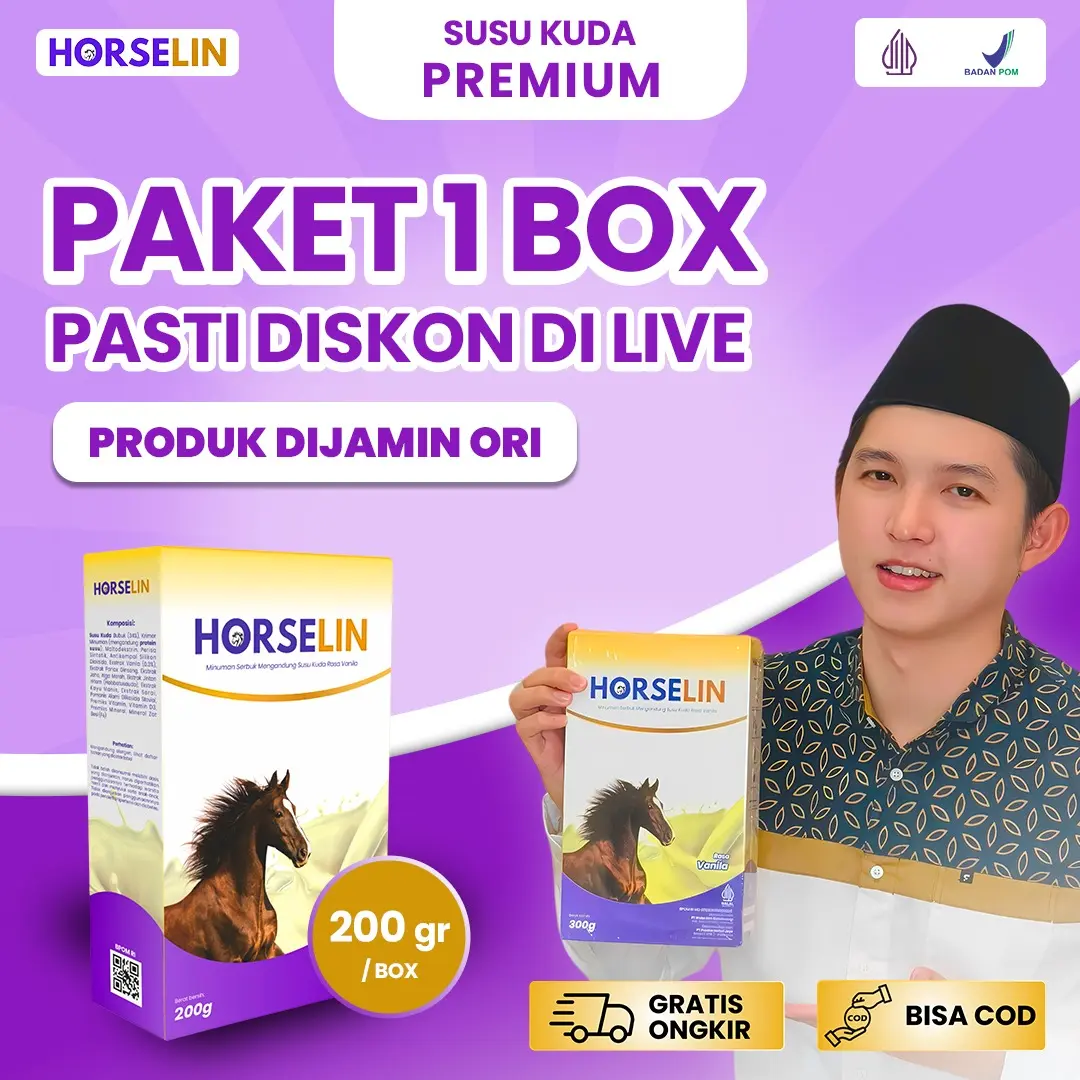 Horselin Susu Kuda Premium 200gr Susu Kuda No.1 di Indonesia untuk Kesehatan Sendi dan Daya Tahan Tubuh
