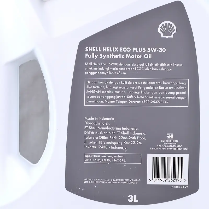 Shell Helix Eco Plus SAE 5W-30 3 Liter Api SN Plus/GF-5 Oli Mobil LCGC Mesin Bensin Pelumas Full Synthetic Fuel Economy Advance Technology Original 3