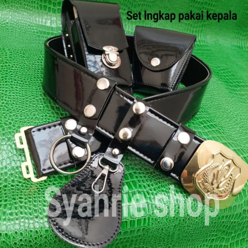 kopel satpam sabuk security kulit hitam polos mengkilap 0