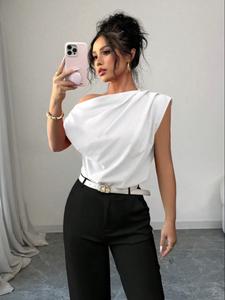 Top de color sólido para mujer, casual y elegante para uso diario, ropa de damas para todas las estaciones