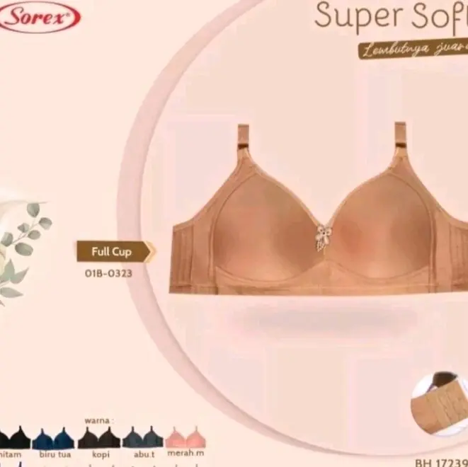 Bh Sorex 17239 Kait 3 Cup C Busa Tipis Tanpa Kawat Bahan Nylon Full Cover Bra Nyaman Soft 1
