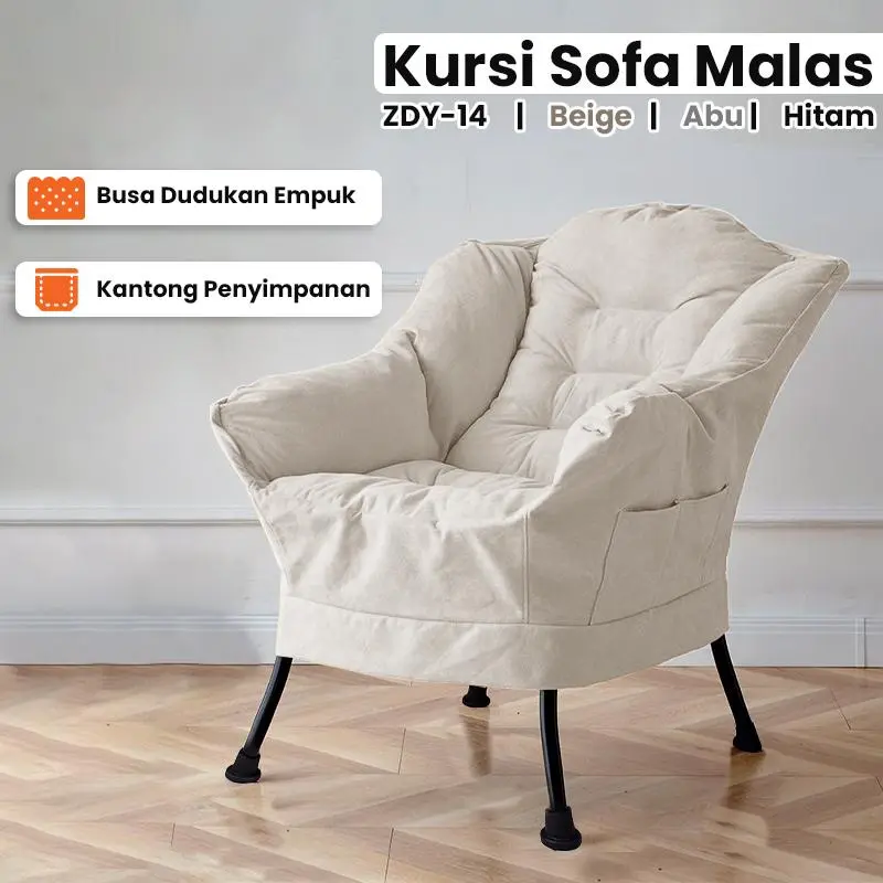 Kursi Sofa Single Empuk Minimalis Modern Sofa Santai Ruang Tamu Kursi Malas Busa Tebal Dan Nyaman ZDY-14