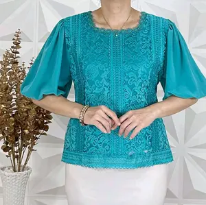 Atasan brukat semi prancis tangan balon