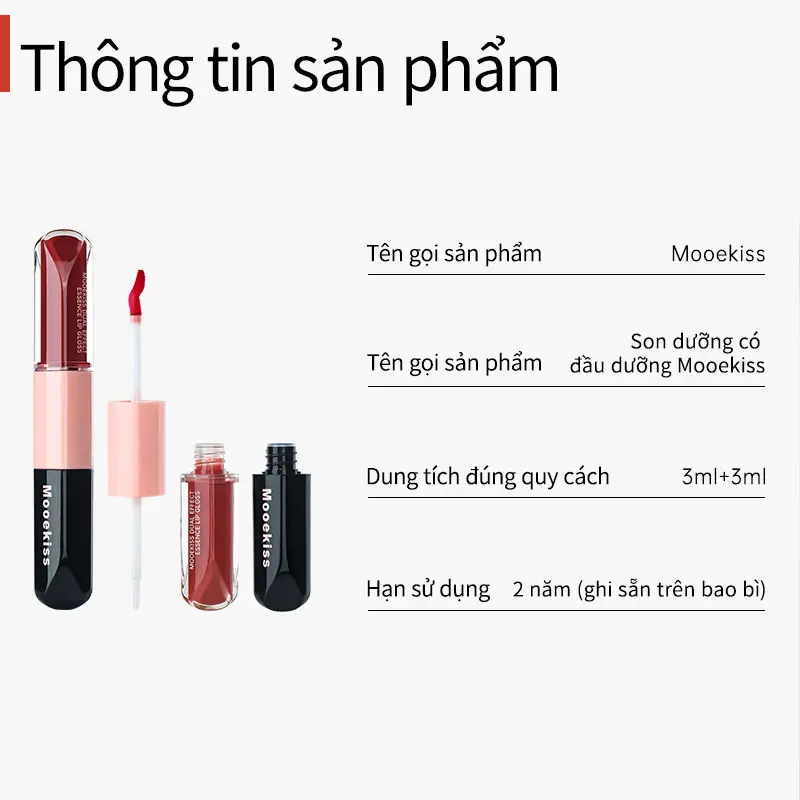 (COD)  Son Mooekiss Double hai đầu lâu trôi, Màu sắc trẻ trung năng động 3ml+3ml X1 7