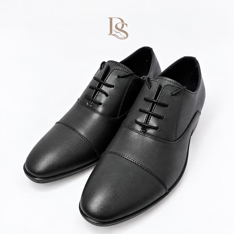 Giày Tây Nam Oxford Classic Style Mũi Nhọn Buộc Dây Microfiber Đen Công Sở Thanh Lịch