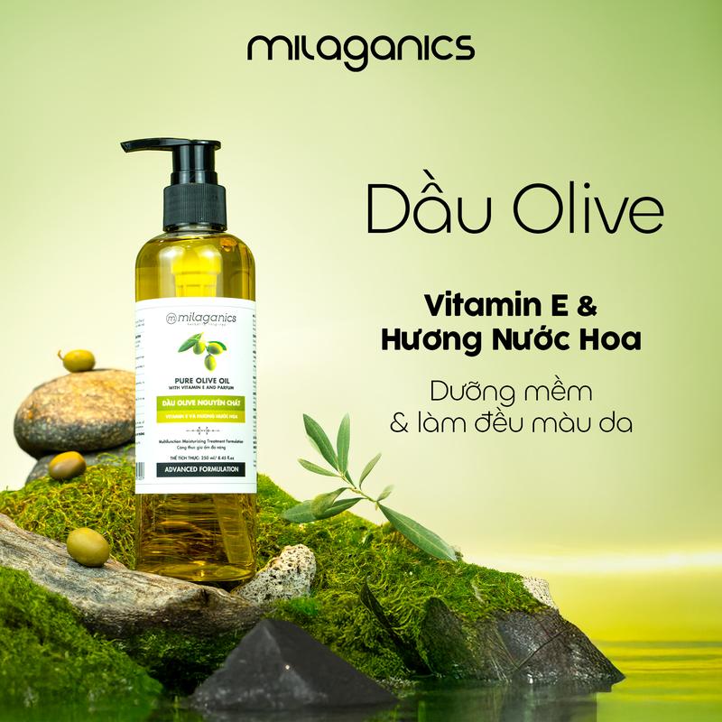  Dầu Olive Dưỡng Da Body Oil Da Mặt MILAGANICS - Dầu Oliu Ép Nguội Extra Light Nguyên Chất Dưỡng Tóc Mềm Mượt Dưỡng Mày - Dầu Dưỡng Ẩm Da Tay Dưỡng Môi Mi - Dầu Mát Xa Mặt Nâng Cơ Dưỡng Sinh Làm Đẹp Da Massage Women Dưỡng Thể Dưỡng Body 