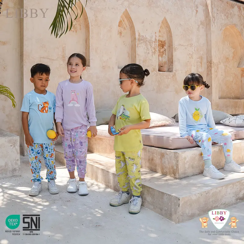 LIBBY Setelan Bayi & Anak Panjang Celana Panjang Cotton Rib Girl Anak Perempuan 0-5 Tahun (1 Stel) - Oblong Cotton Tipis | Giggles Groove | Safari & Surf 4