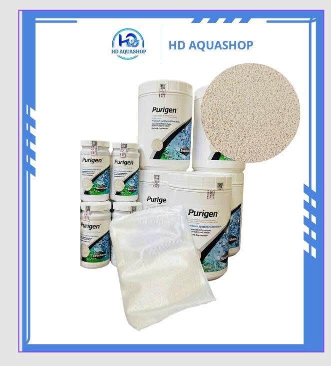 Vật Liệu Lọc Purigen Seachem hấp thụ màu khử độc làm trong nước hồ cá Túi chiết 100 ml+ tặng kèm túi lưới