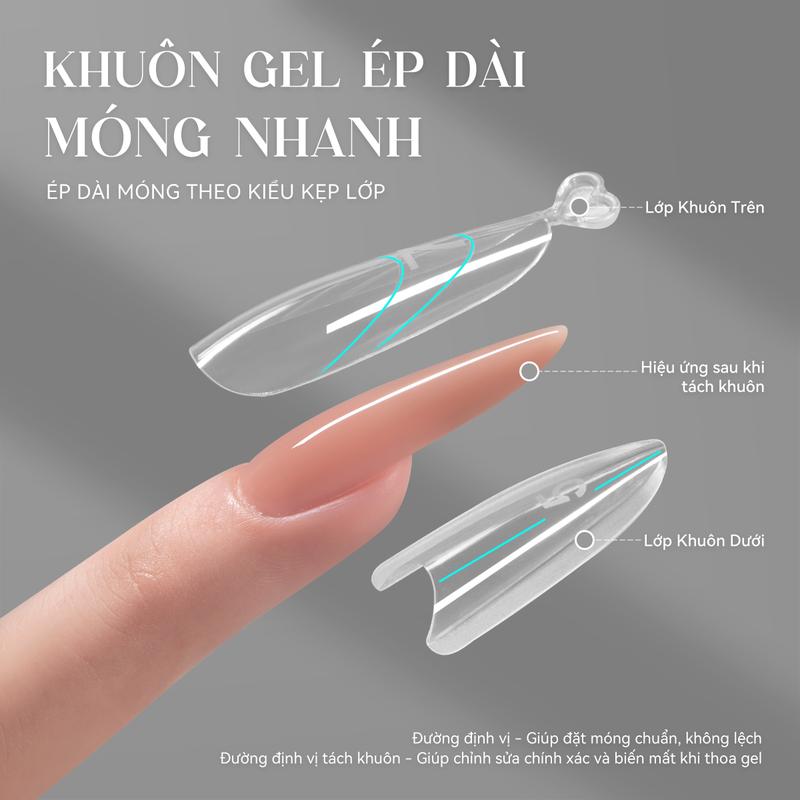  Khuôn Móng Bánh Sandwich Chuyên Nghiệp - Kéo Dài Móng Nhanh Không Cần Giấy Nền Dùng Cho Tiệm Nail Kết Hợp Với Builder Gel & Crystal Gel 