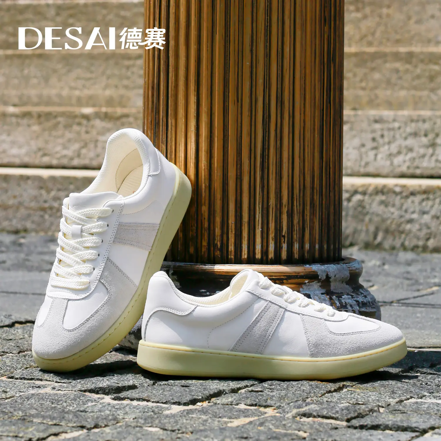 DS33180 Desai Summer Men's German Training Shoes Retro Flat Comfortable Leather Soft Sole Sports Casual Shoes Board Shoes Men