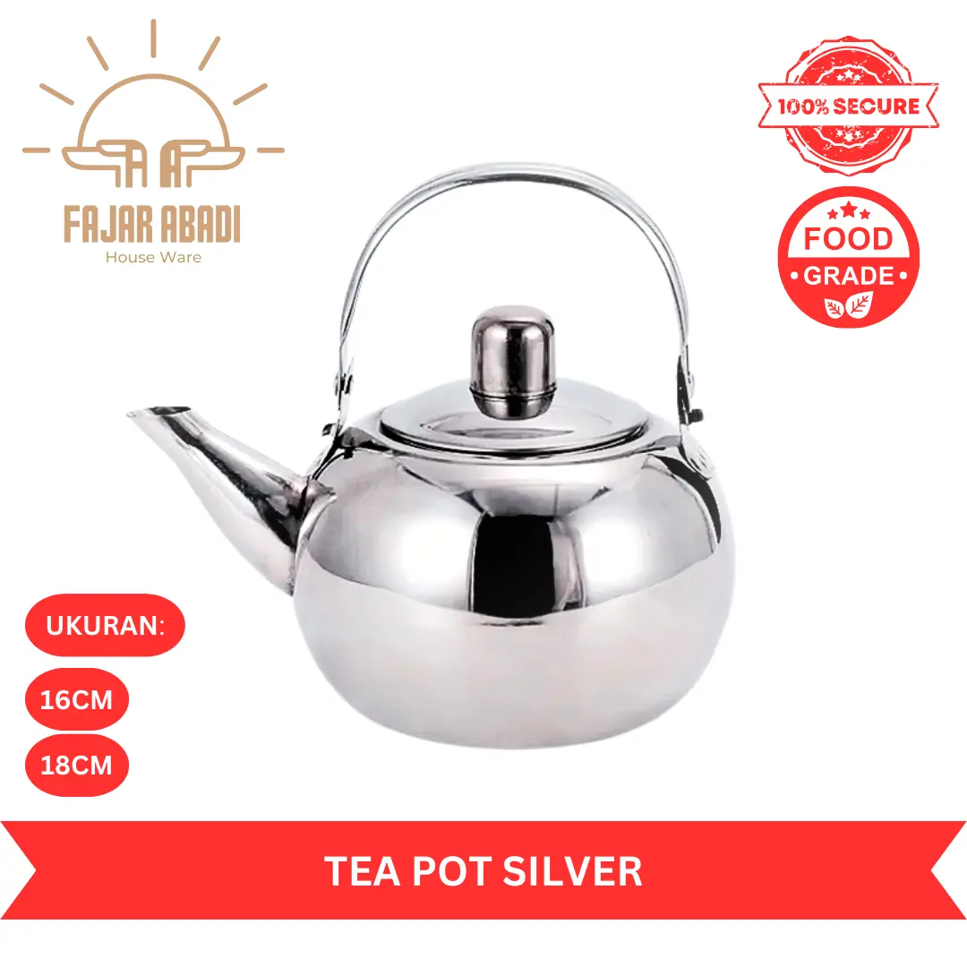 Tea Pot Silver/Teko Air 2 Ukuran/Teko Saji Stainless Steel Kettle Anti Karat