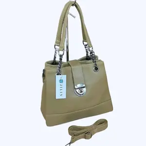 JB Tas Wanita kode Qiana tiga ruang size 23x21cm Kulit Tote Hitam