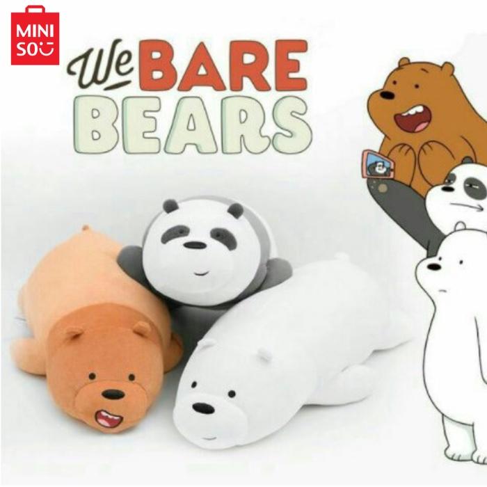 Miniso We Bare Bears đồ chơi lông mềm hình gấu, gấu băng, gấu trúc màu nâu