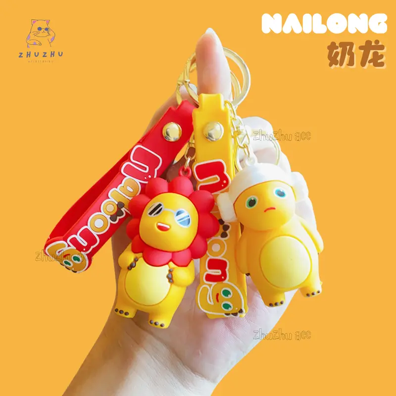 Gantungan Kunci Lucu Karakter Dino Kuning Gemoy K047 Nailong 3