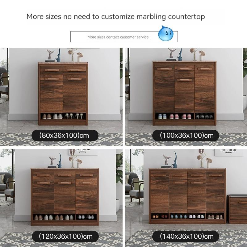 【Pre-order】Walnut colored solid wood large capacity shoe cabinet for home use, outdoor hallway, elevator entrance, marble balcony storage cabinet 3