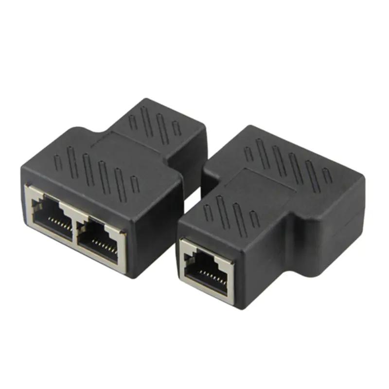 1 đến 2 mạng LAN Ethernet rj45 splitter cáp đầu nối bộ điều hợp phích cắm