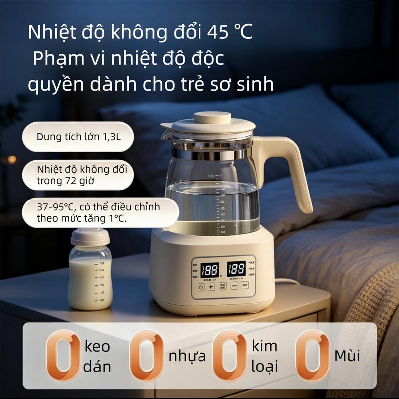 Ấm Siêu Tốc Đun Nước 2 Lớp Cách Nhiệt Tự Ngắt, bình đun nước giữ nhiệt, Máy đun nước pha sữa cho bé giữ nhiệt 72h, Ấm Siêu Tốc Thuỷ Tinh Cao Cấp Tự Ngắt Điện, bình nấu nước pha sữa, ấm nước pha sữa có nhiệt độ, am sieu tocino x 316.