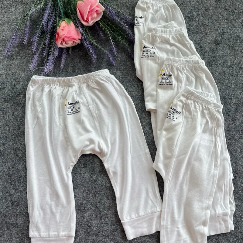 Combo 5 Quần Dài Thun Cotton Mềm cho Bé từ 0-9 Tháng
