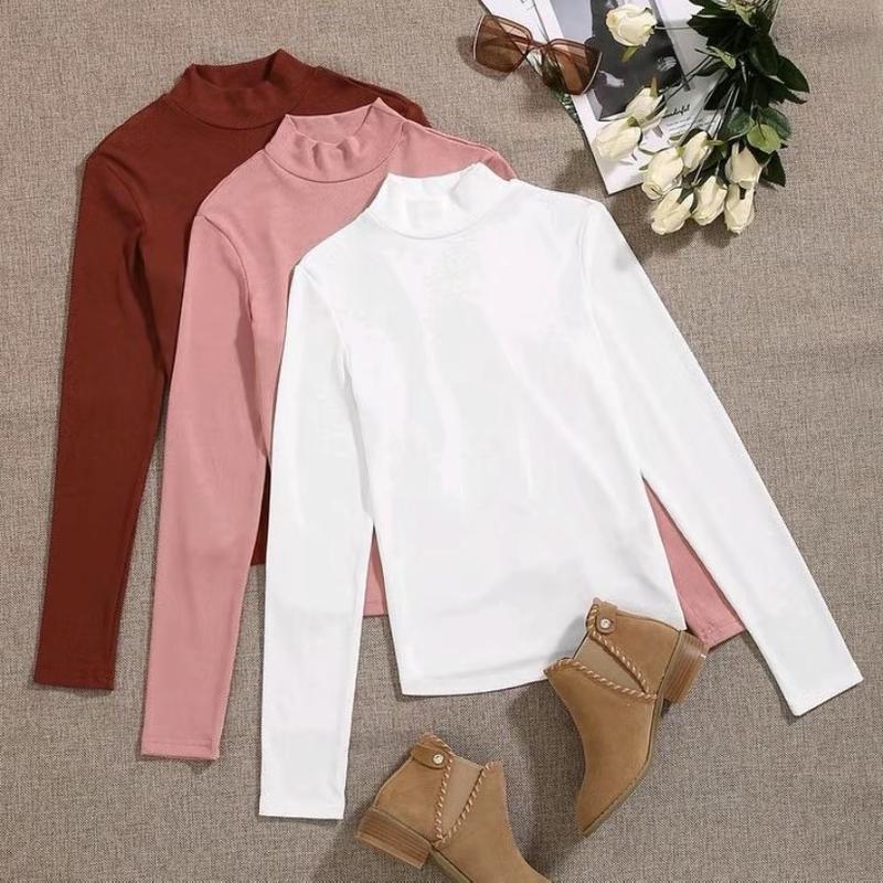 3 PCS MANSET WANITA KERAH TINGGI BAHAN KAOS/MANSET KT/LENGAN PANJANG/ADEM/TEBAL/ELASTIS/LEMBUT/NYAMAN DIPAKAI Dalaman 2