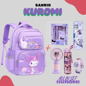 Ransel Sekolah Model Kuromi Terbaru Mika Cute Simple Penuh Bonus Serba Kuromi Bisa COD