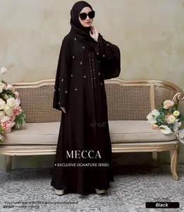 MECCA SIGNATURE DRESS ABAYA LEBARAN TERBARU BAHAN CERUTY BABYDOLL FULL PURING PAYET MUTIARA MEWAH