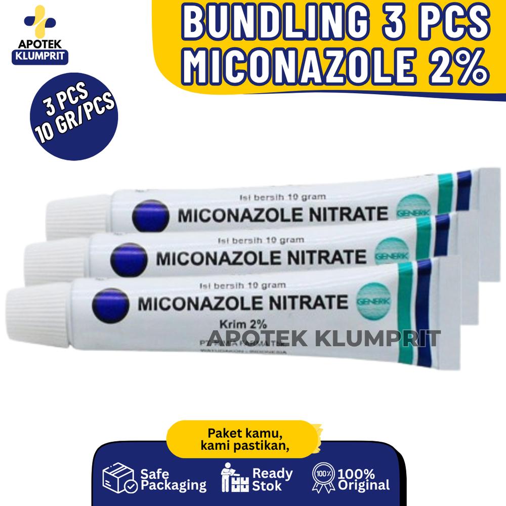 Bundling 3 Pcs, Miconazole 2% 10 Gr, Paket Hemat, Mengatasi Infeksi Jamur Pada Kulit, Seperti Kurap, Kutu Air, Panu - BUNDLING 3 PCS