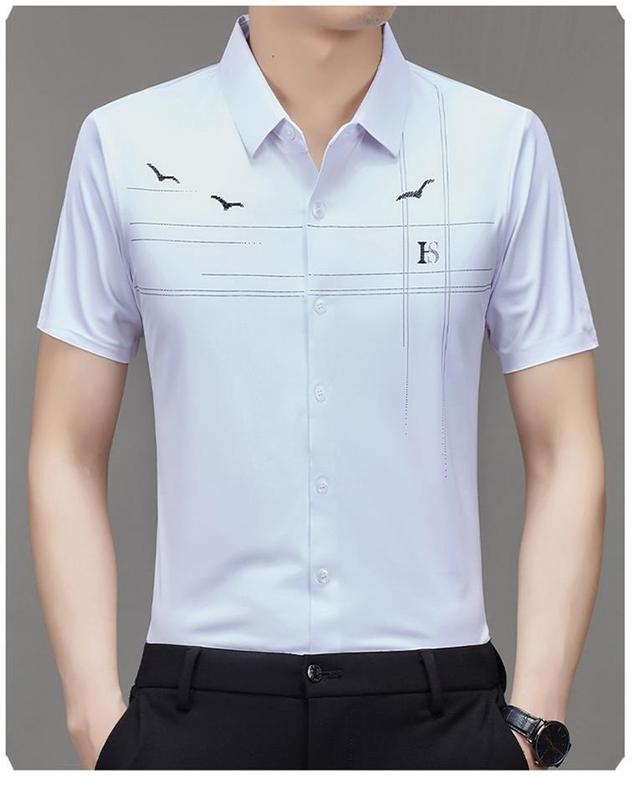 Kemeja Pria Premium: H2 Casual Formal Kerah Hitam Pria Atasan Jeans 3
