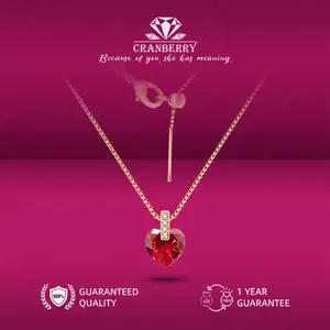 OS1-N95 Kalung Wanita Permata Red Ruby Cranberry Jewelry Necklace Fashion Couple Wedding Pasangan Cowo Pria Wanita Berkualitas Dengan High Quality Grade VVS1 5A Store Anti Karat Luntur Berubah Garansi 1 Tahun