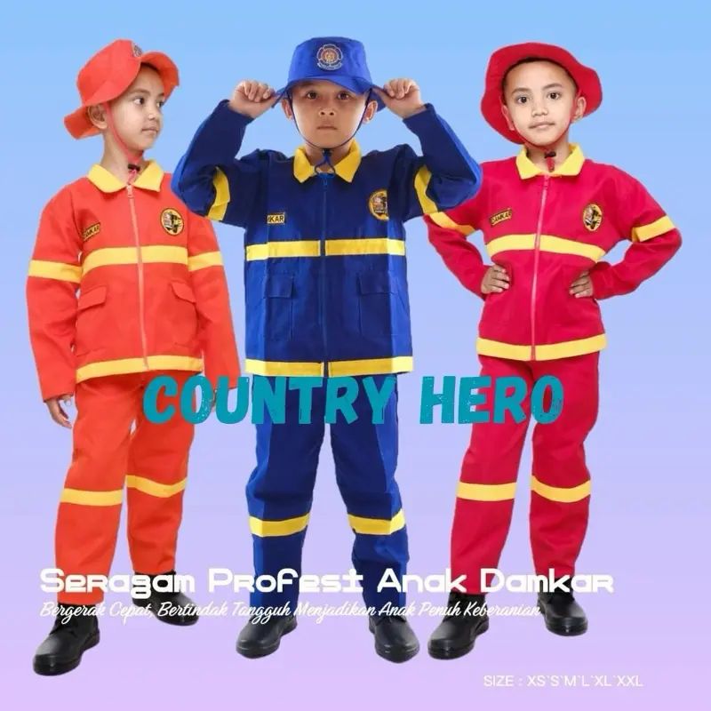SERAGAM PROFESI ANAK DAMKAR FULL AKSESSORIS