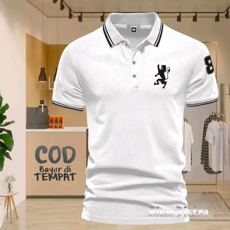 polo shirt Giordano 3D lion mend kaos kerah Napoleon 8 / baju polo Giordano singa  sablon padat 5