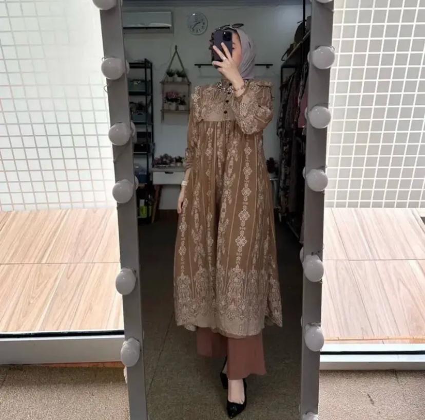 Setelan Tunik Destina Motif Etnik / Setelan Tunik / One Set Tunik