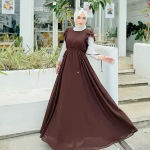 FAIRY DRESS WANITA BY HAURA Wanita Dewasa Remaja Ceruty Serut Muslim Gamis Pesta Mewah Kondangan Lebaran