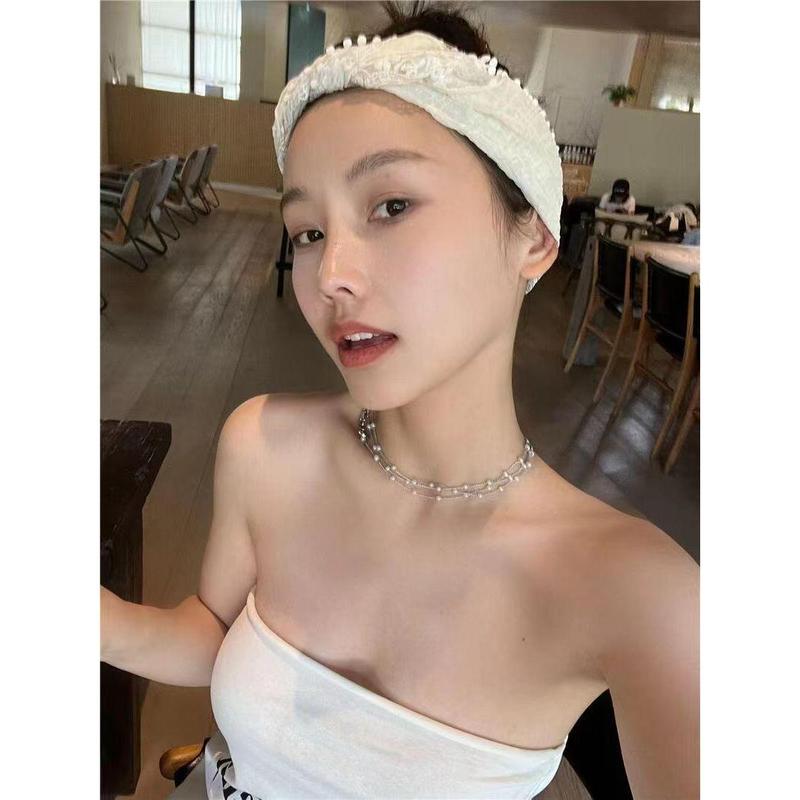 Product Introduction of Khăn Quàng cổ Quàng Cổ Ren, Phong Cách Ins Hàn Quốc, Dành Cho Nữ, Thiết Kế Cổ Điển Dây Đeo Tam Giác, Túi Tóc, Mũ Khăn Trùm Đầu, Thích Hợp Cho Du Lịch Và Chụp Ảnh, Băng Đô, Phụ Kiện Khăn Xếp 7