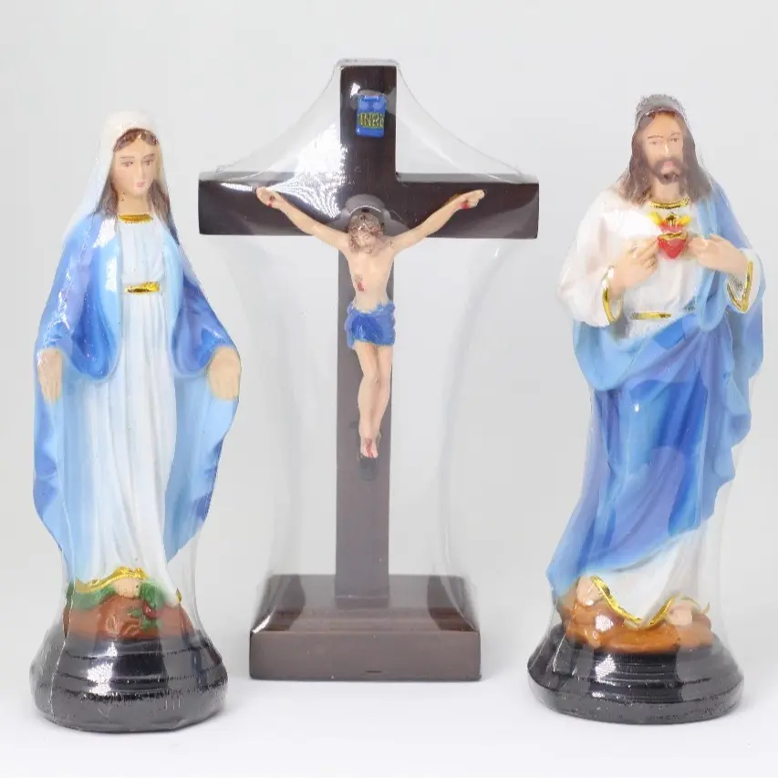 Paket Doa Katolik / Patung Yesus 15cm + Bunda Maria 15cm + Salib Duduk 18cm