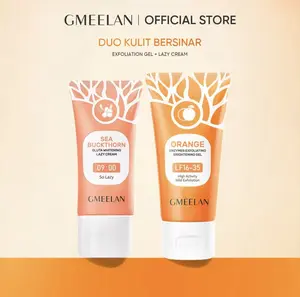 GMEELAN 2PCS Skincare Set: Orange Peeling Gel 50g + Gluta Lazy Cream 30g – Eksfoliasi, Mencerahkan Dark Spot, Pembersihan Blackhead & Pelembaban