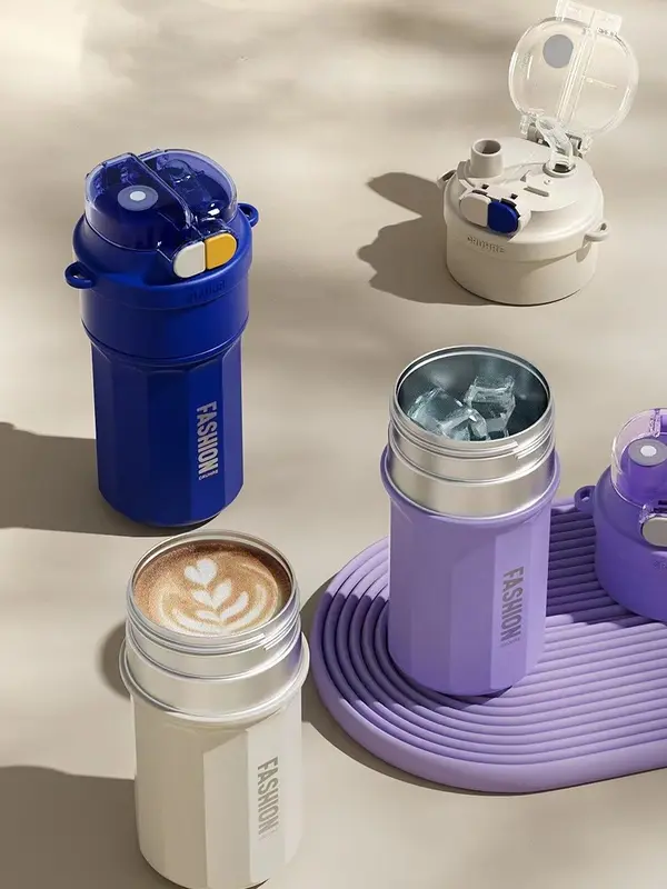 Tumbler lubang ganda, tumbler tahan panas anti rembes, tumbler kopi tumbler lucu botol minum sedotan anak, botol minum anak sekolah, tumbler stainless, tumbler sedotan 520ml 3