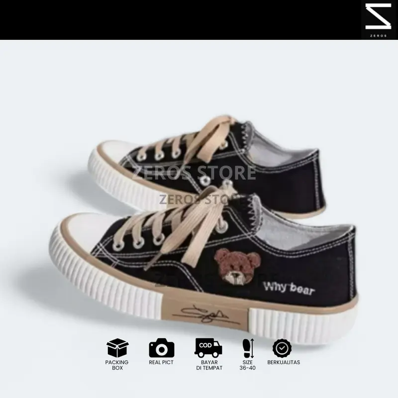 Sepatu Sneakers WHYBEAR Anak Wanita Korean Style Sekolah & Main Berkualitas Motif