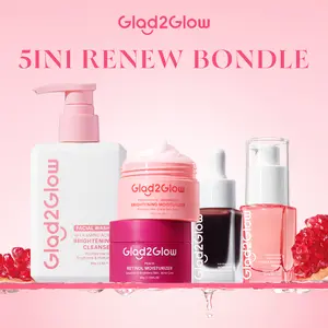 [pretty.withcaa] Glad2Glow 5in1 Renew Bundle -Moisturizer+Cleanser+ Peeling serum solution +Brightening Serum+Retinol moisturizer Pomegranate Niacinamide Mencerahkan Wajah Mencerahkan Melembabkan Kulit skin skincare memutihkan dan glowing murah bpom