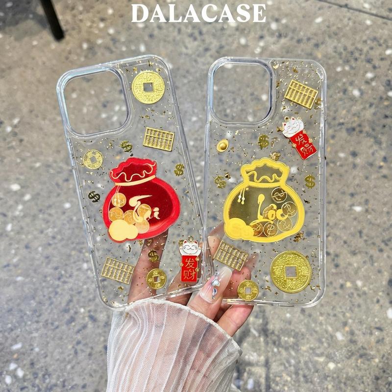   Ốp Tết  Ốp Lưng Trong Nhũ Vàng Túi Tài Phú Đỏ Vàng 